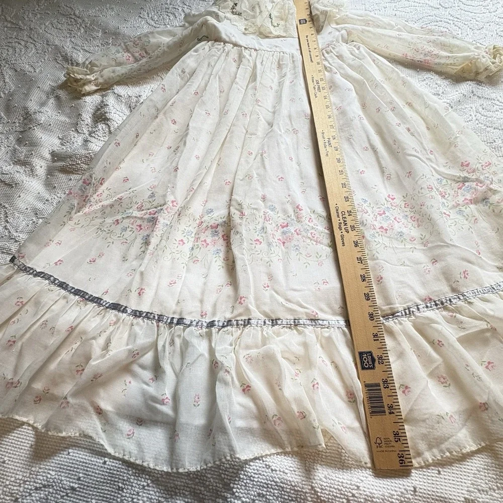 Ruth Of Carolina Dress Sz 5 VTG Lacy Prairie Style Lined Floral L - Picture 14 of 16